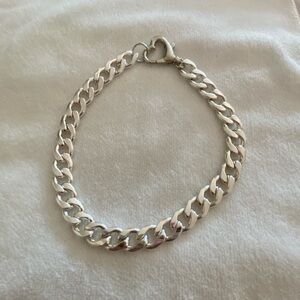 1-Silver Cuban Chain Choker (Necklace) with oversized heart shaped lock